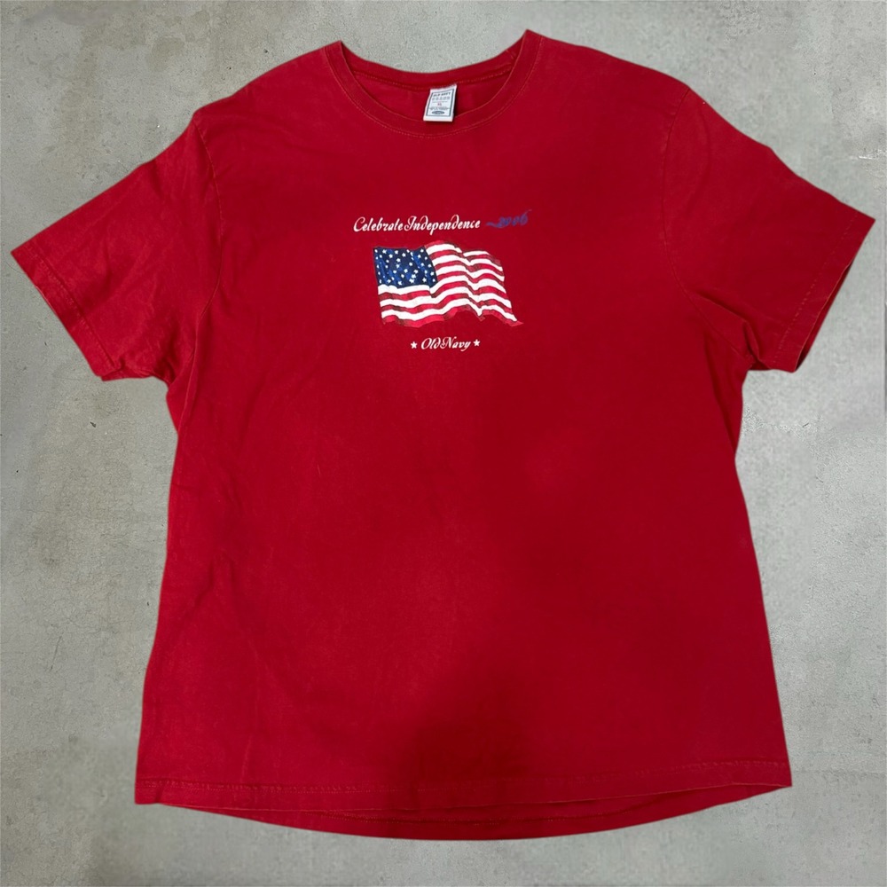 Vintage Old Navy 2006 American Flag Independence Day T Shirt Red XL American